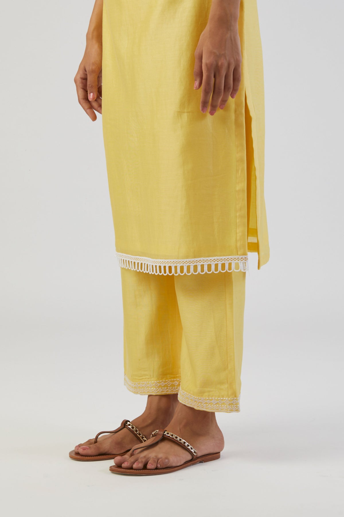 Lemon yellow boota kurta set