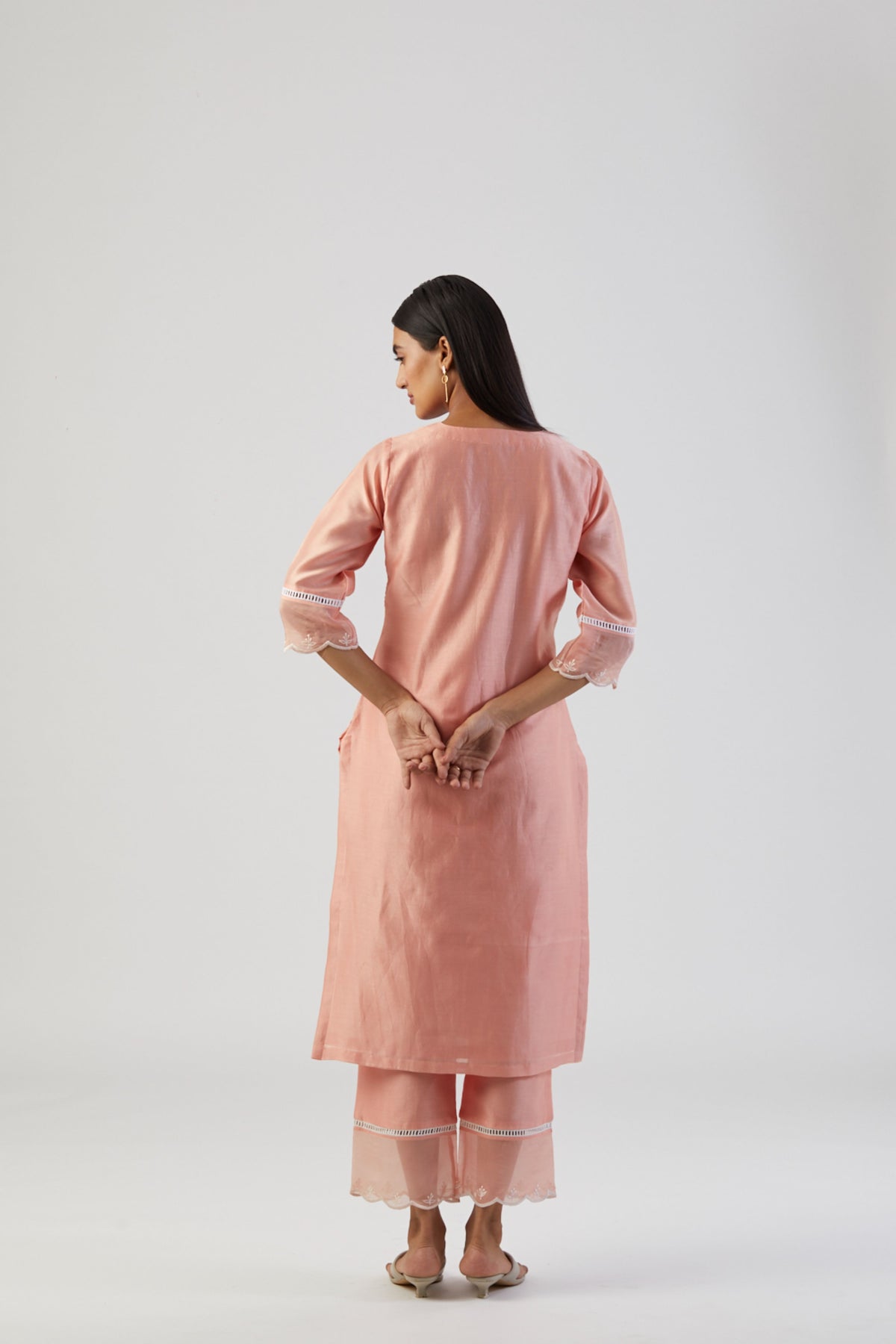 Peach scatter embroidery kurta set