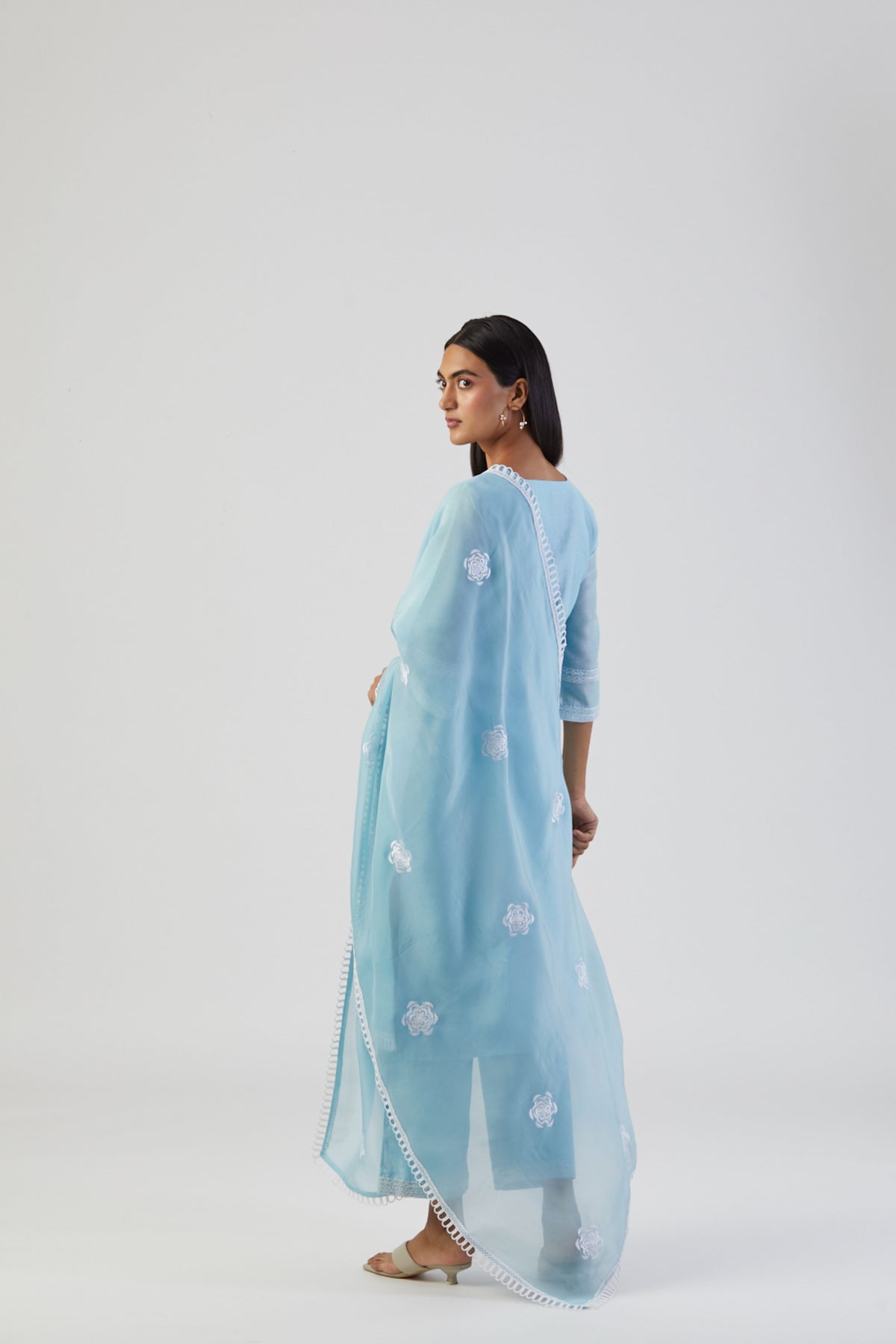 Ice blue boota kurta set