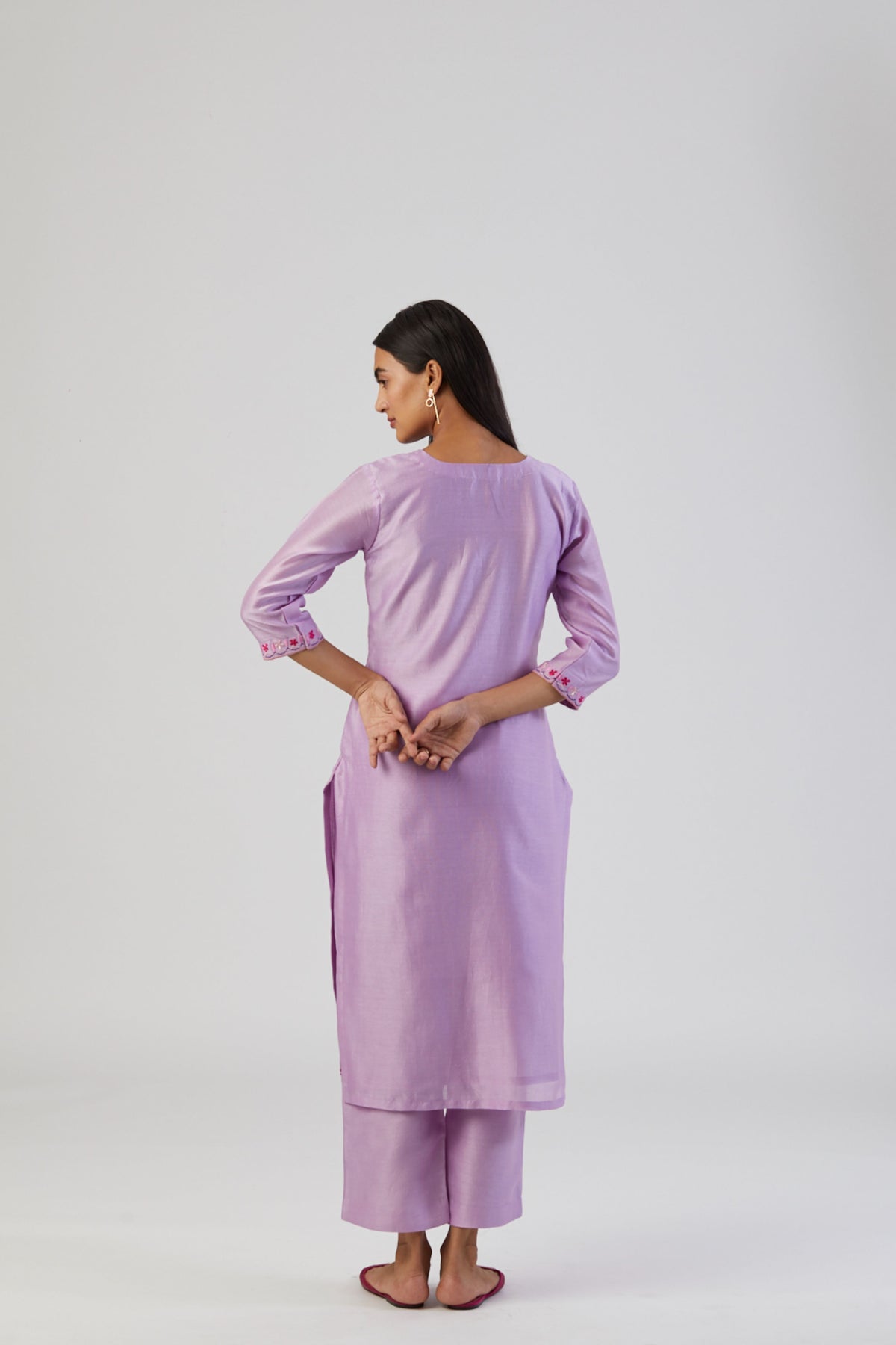 Lilac embroidery kurta set