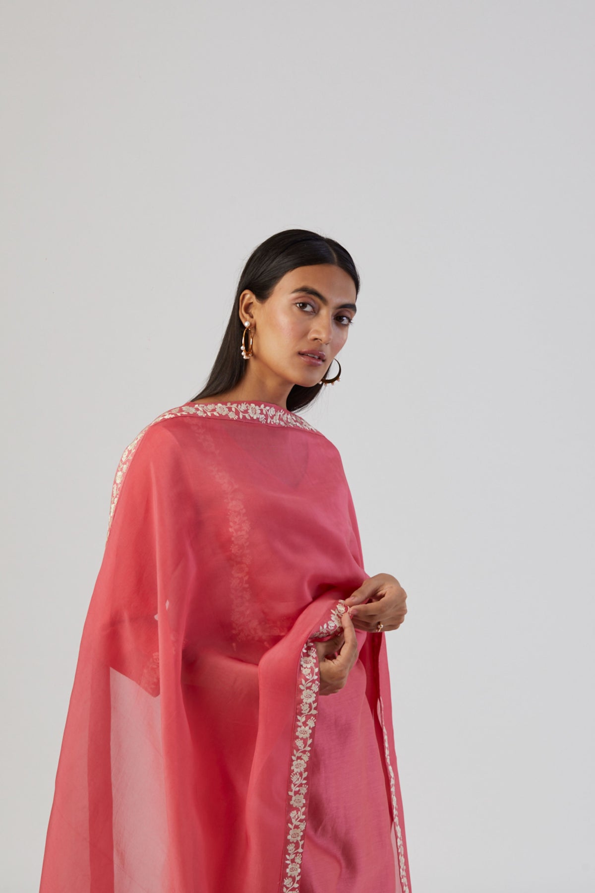 Coral pink bel kurta set