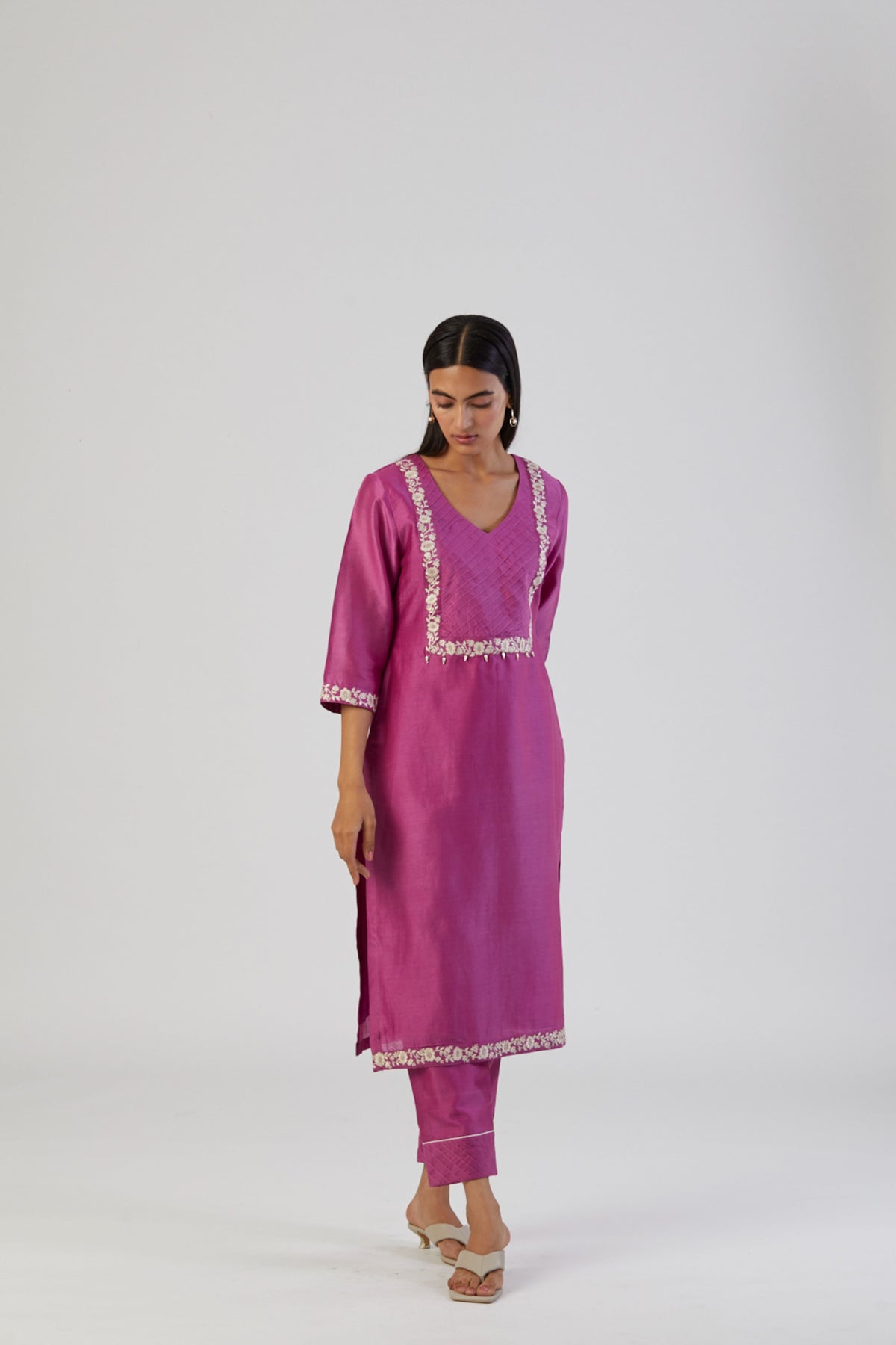 Fuchsia pink bel kurta set