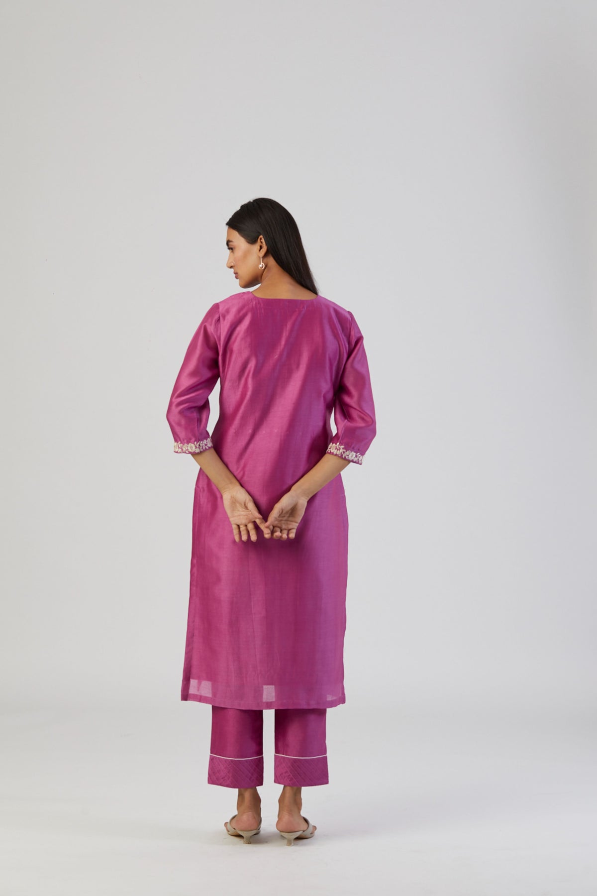 Fuchsia pink bel kurta set