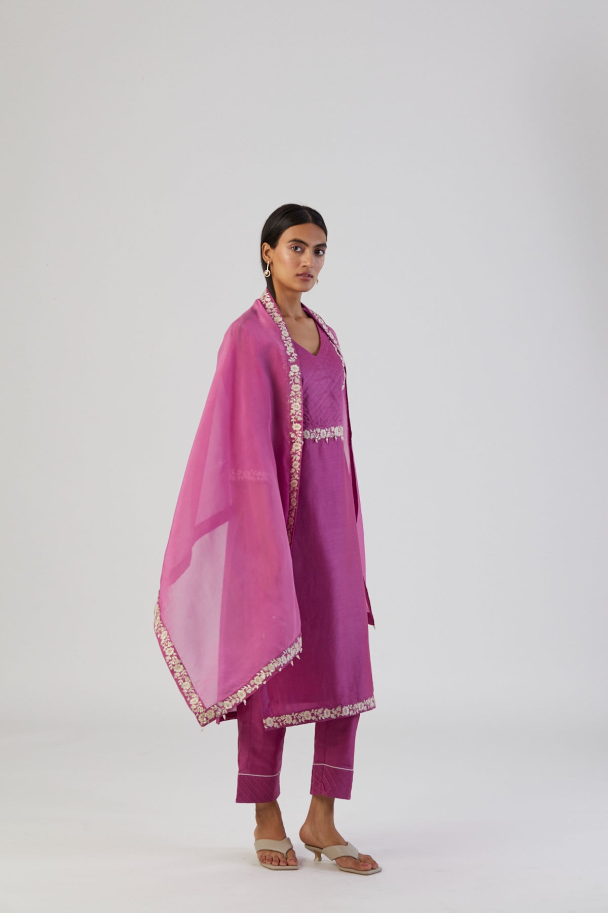Fuchsia pink bel kurta set