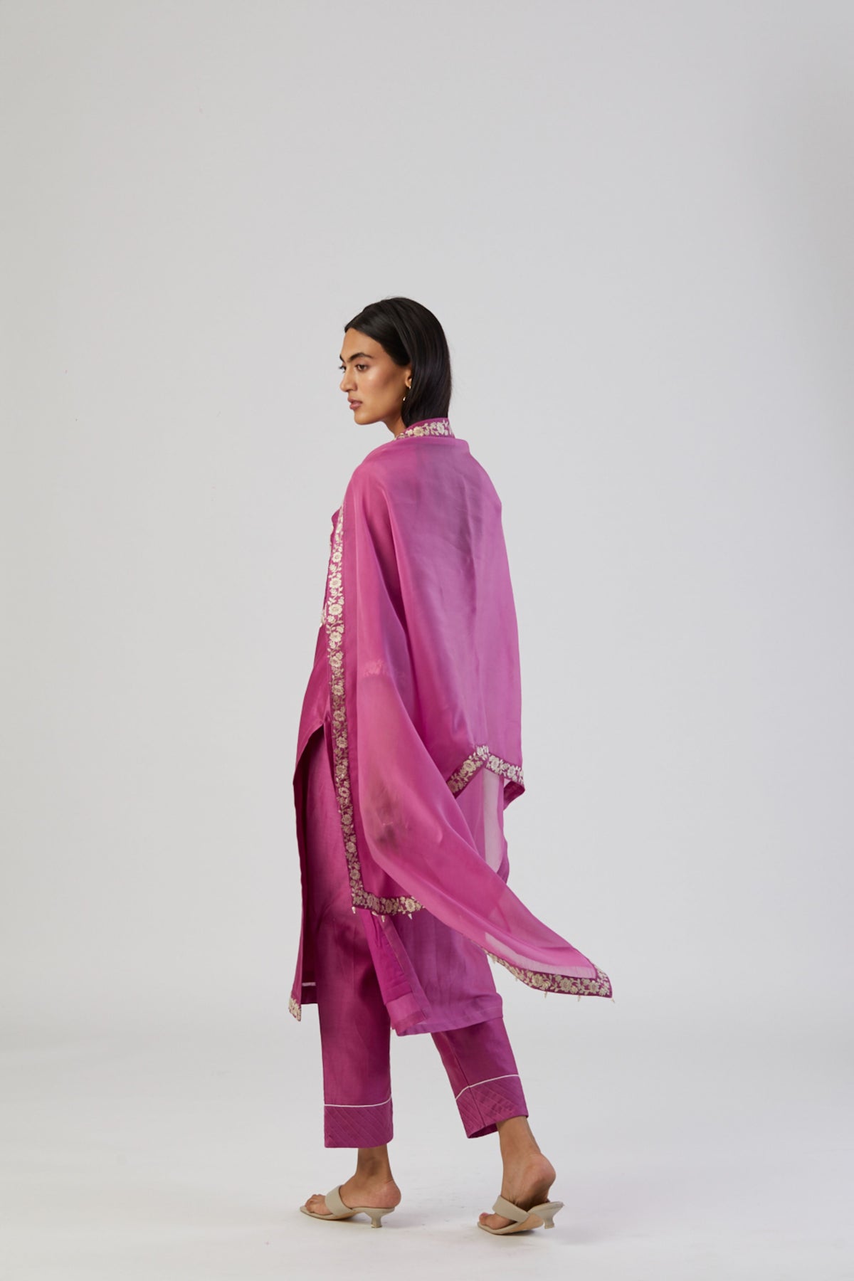 Fuchsia pink bel kurta set