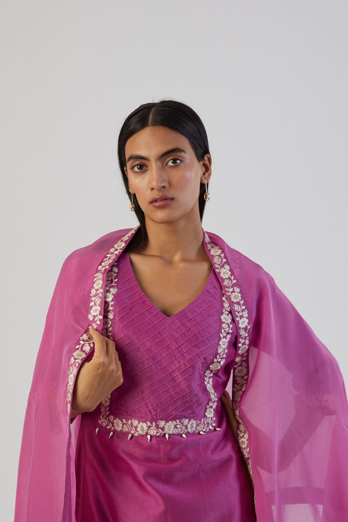 Fuchsia pink bel kurta set