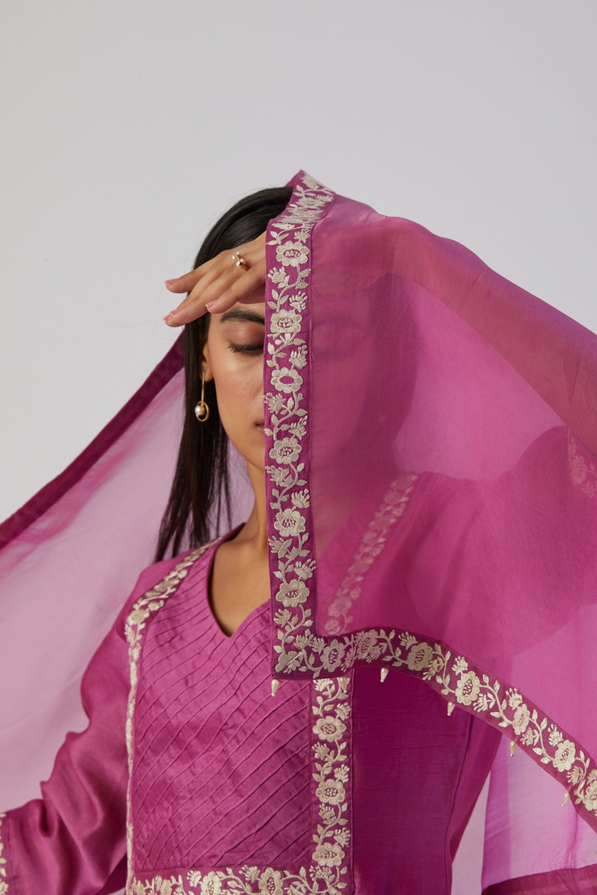Fuchsia pink bel kurta set