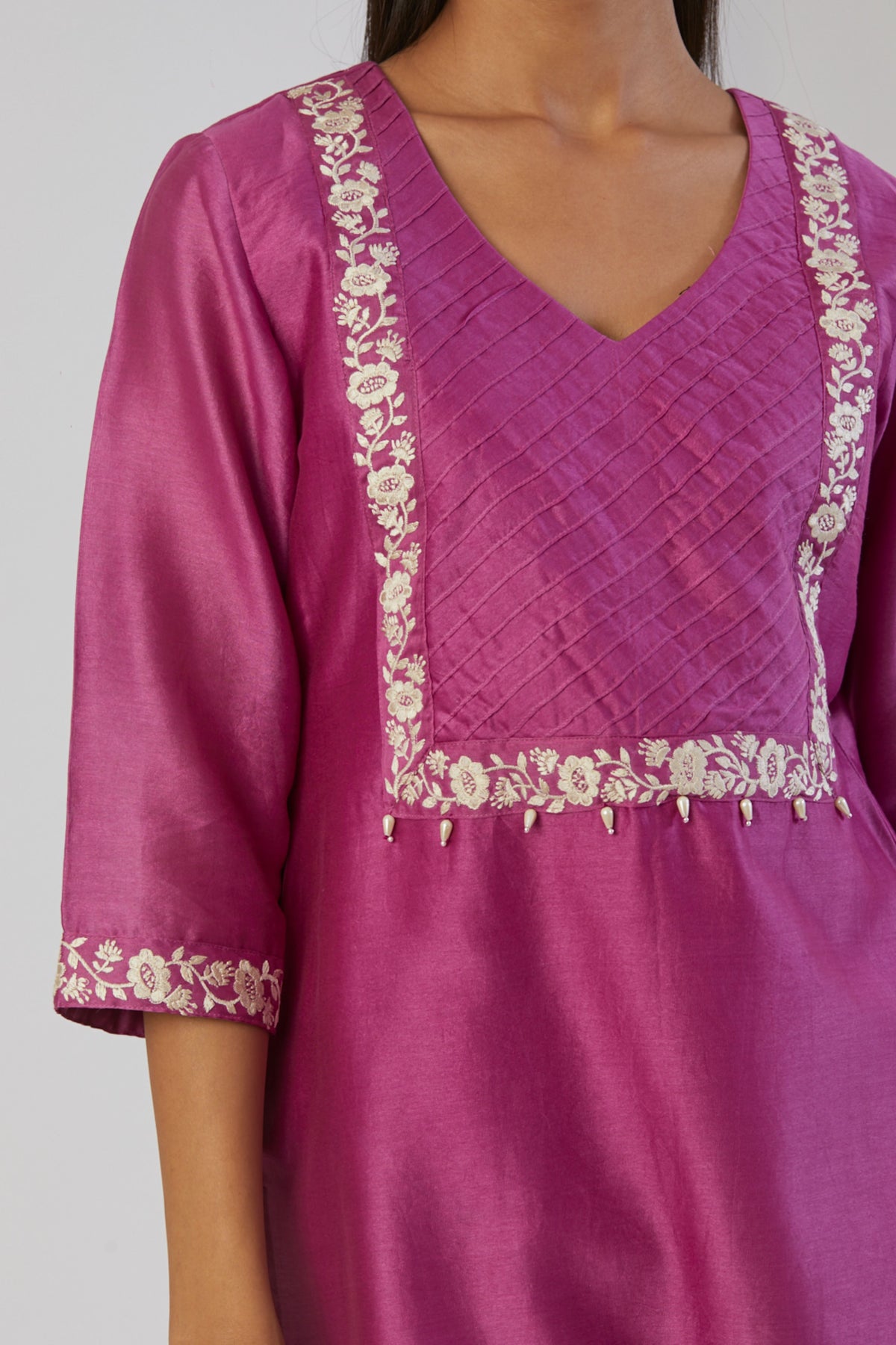 Fuchsia pink bel kurta set