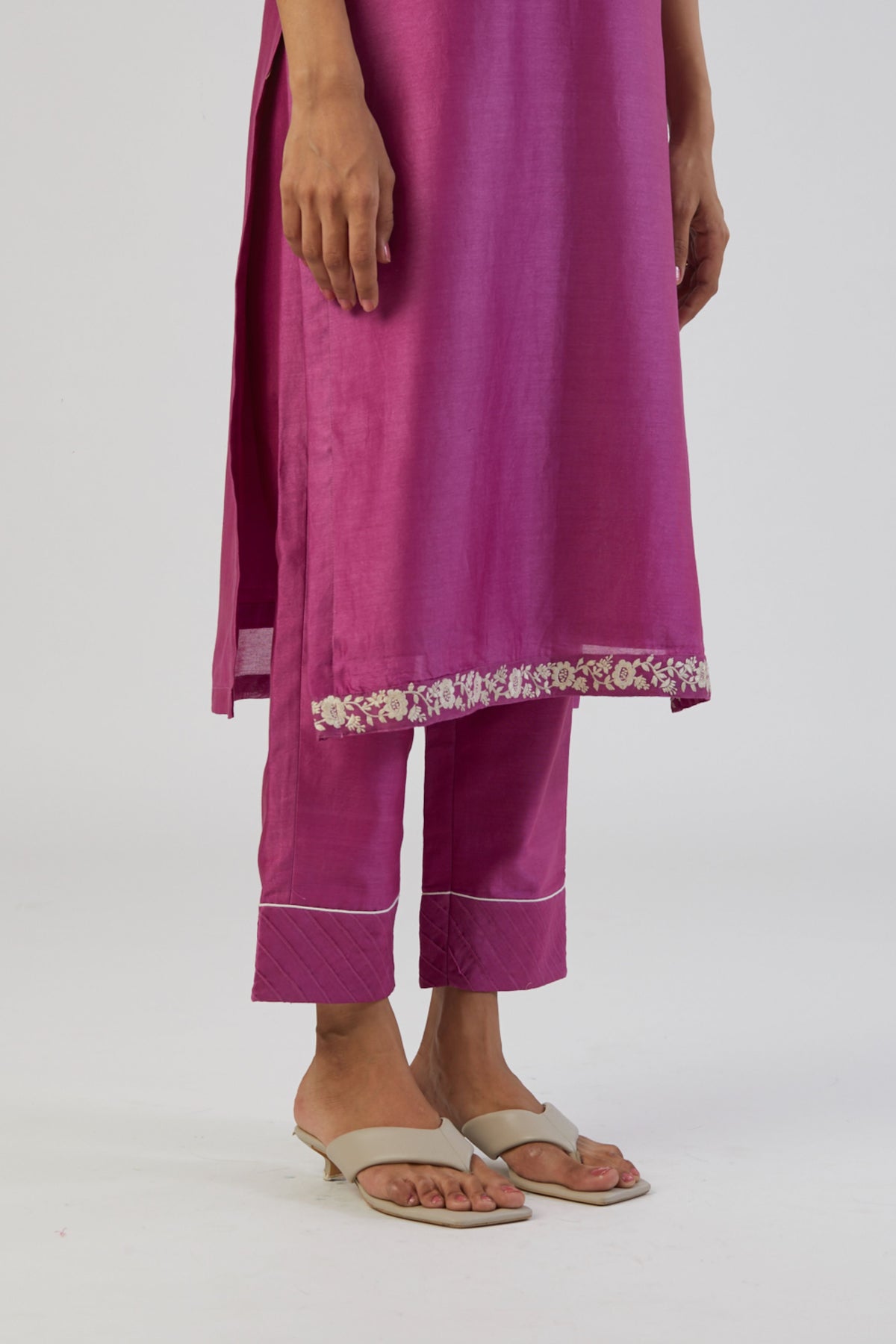 Fuchsia pink bel kurta set