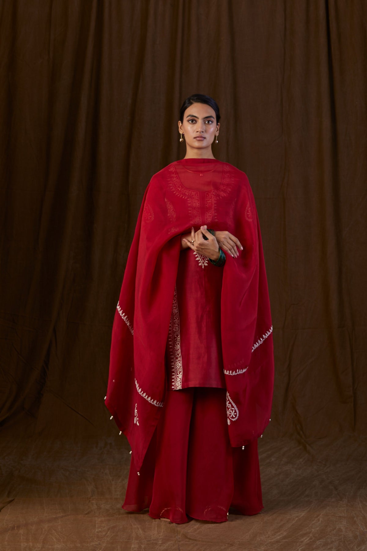 Maroon Panel Sharara Set