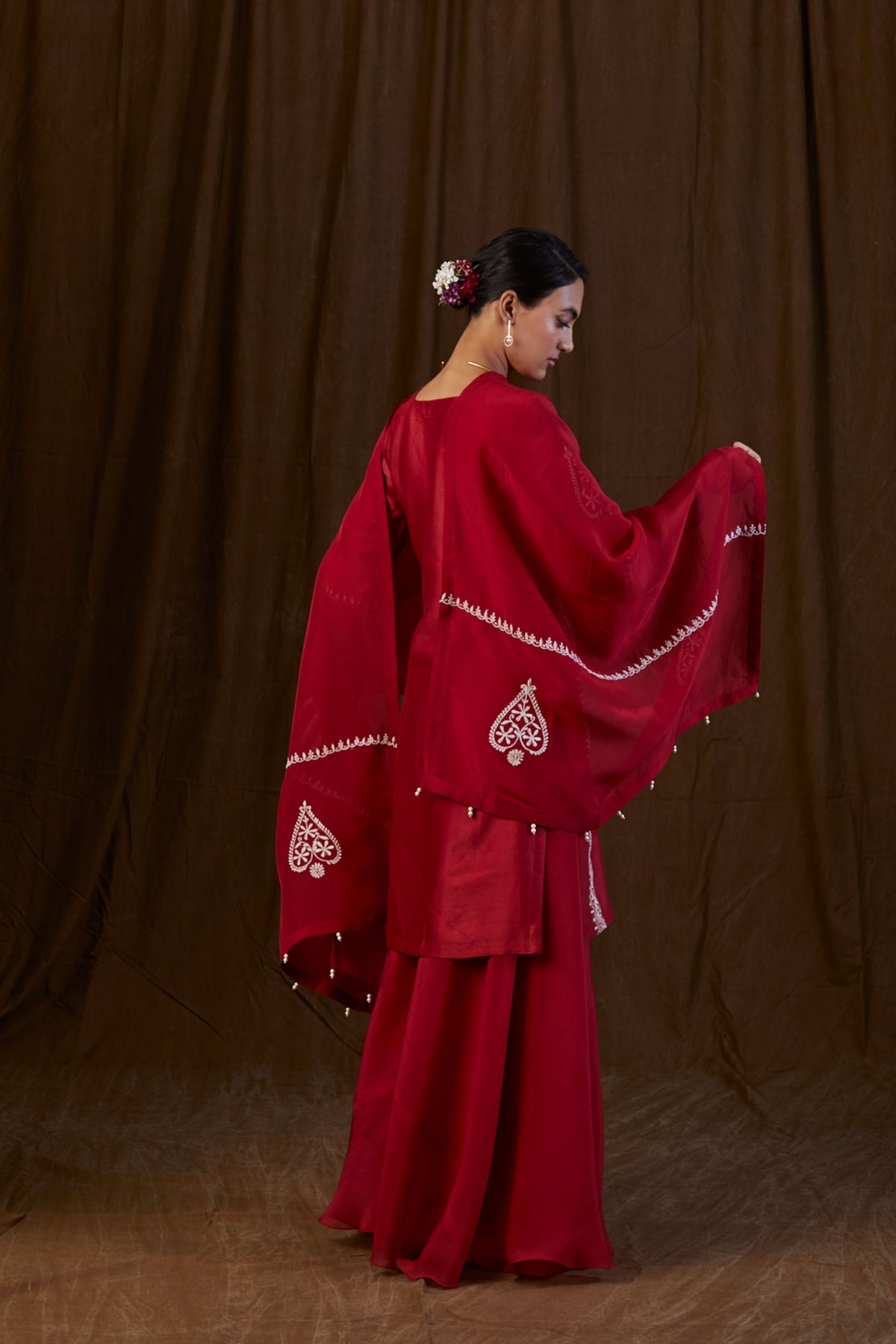 Maroon Panel Sharara Set