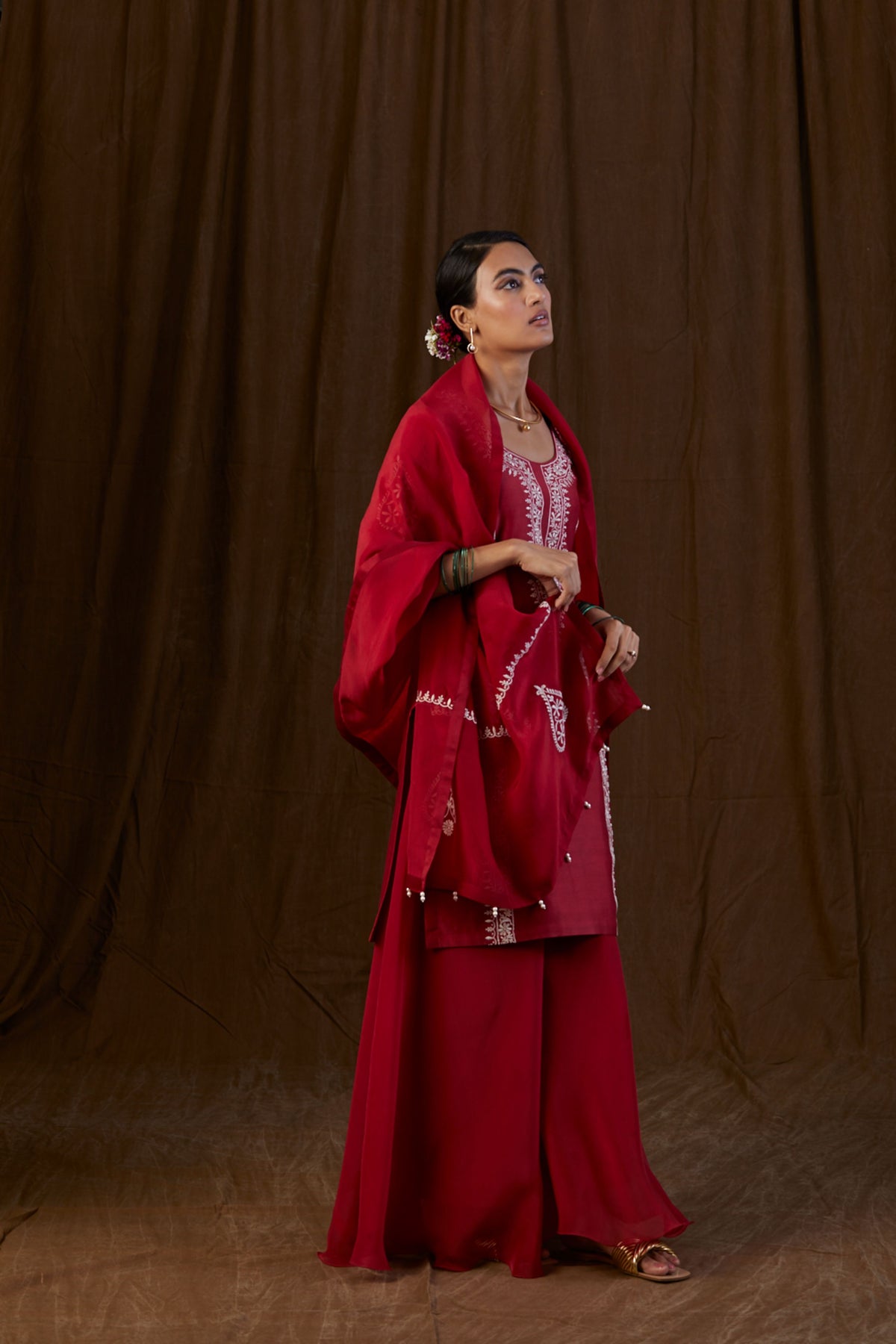 Maroon Panel Sharara Set