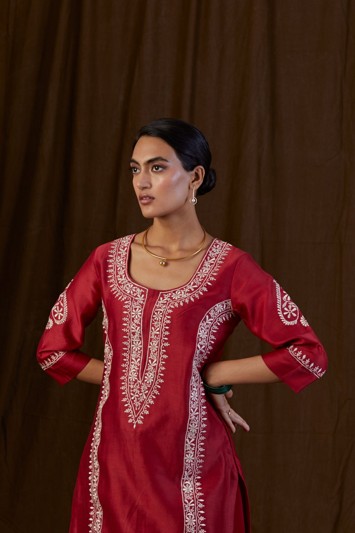 Maroon Panel Sharara Set