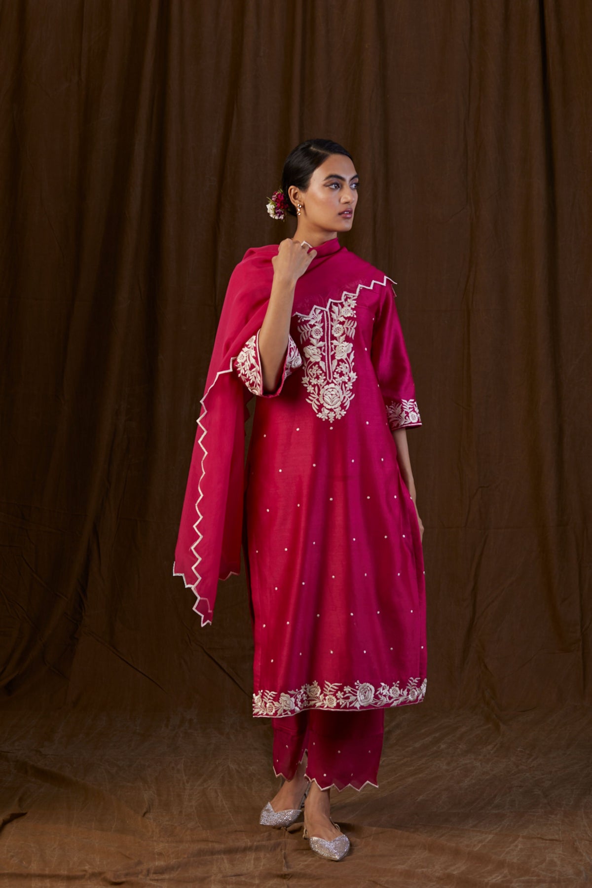 Ruby Pink Embroidered Kurta Set