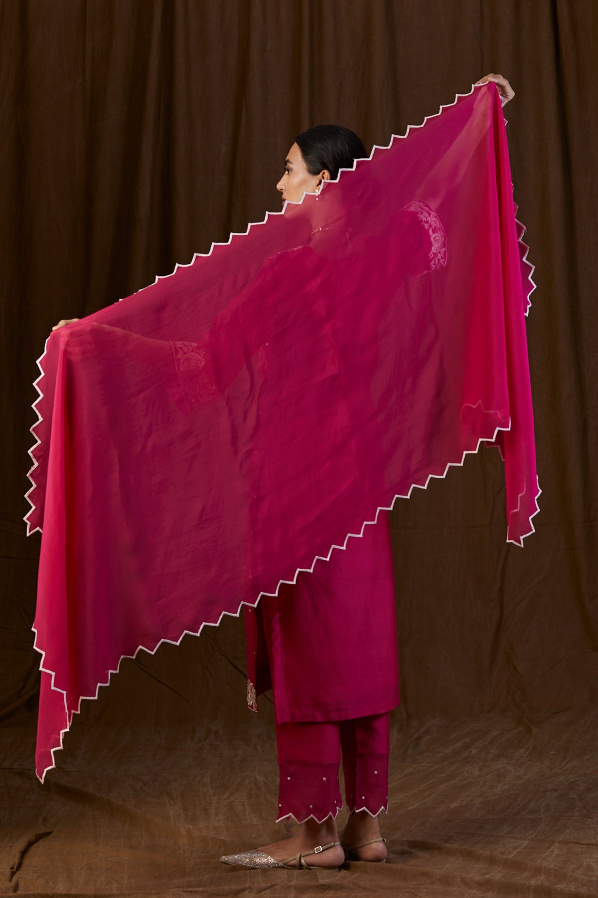 Ruby Pink Embroidered Kurta Set