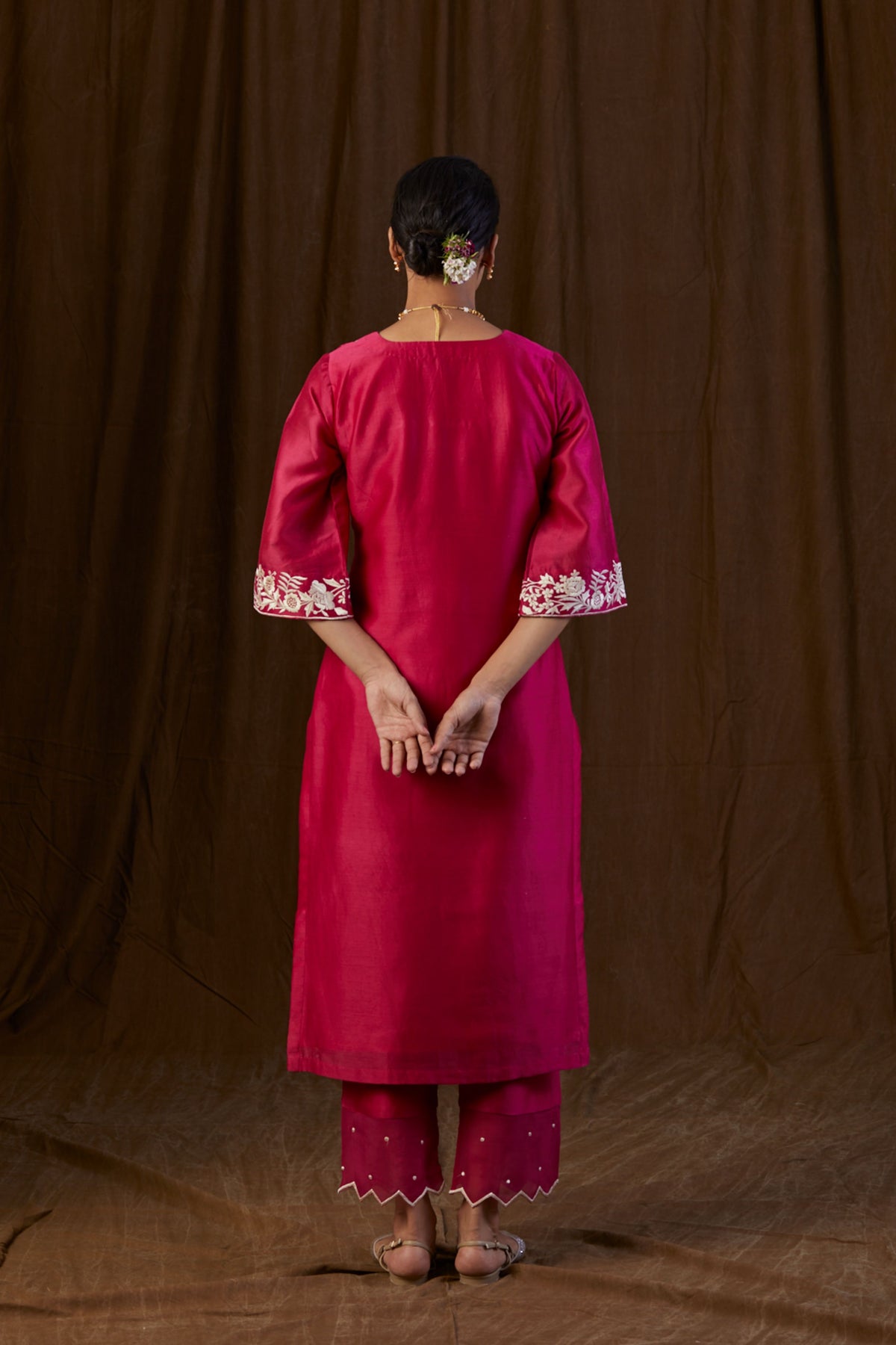 Ruby Pink Embroidered Kurta Set