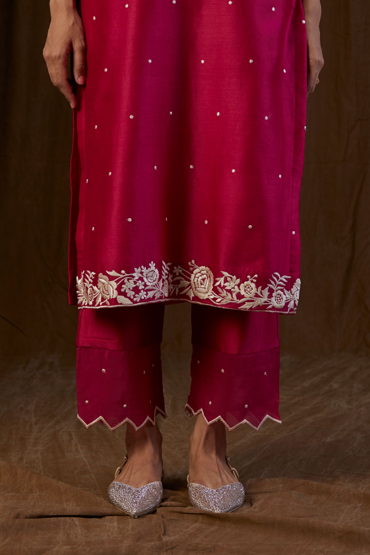 Ruby Pink Embroidered Kurta Set