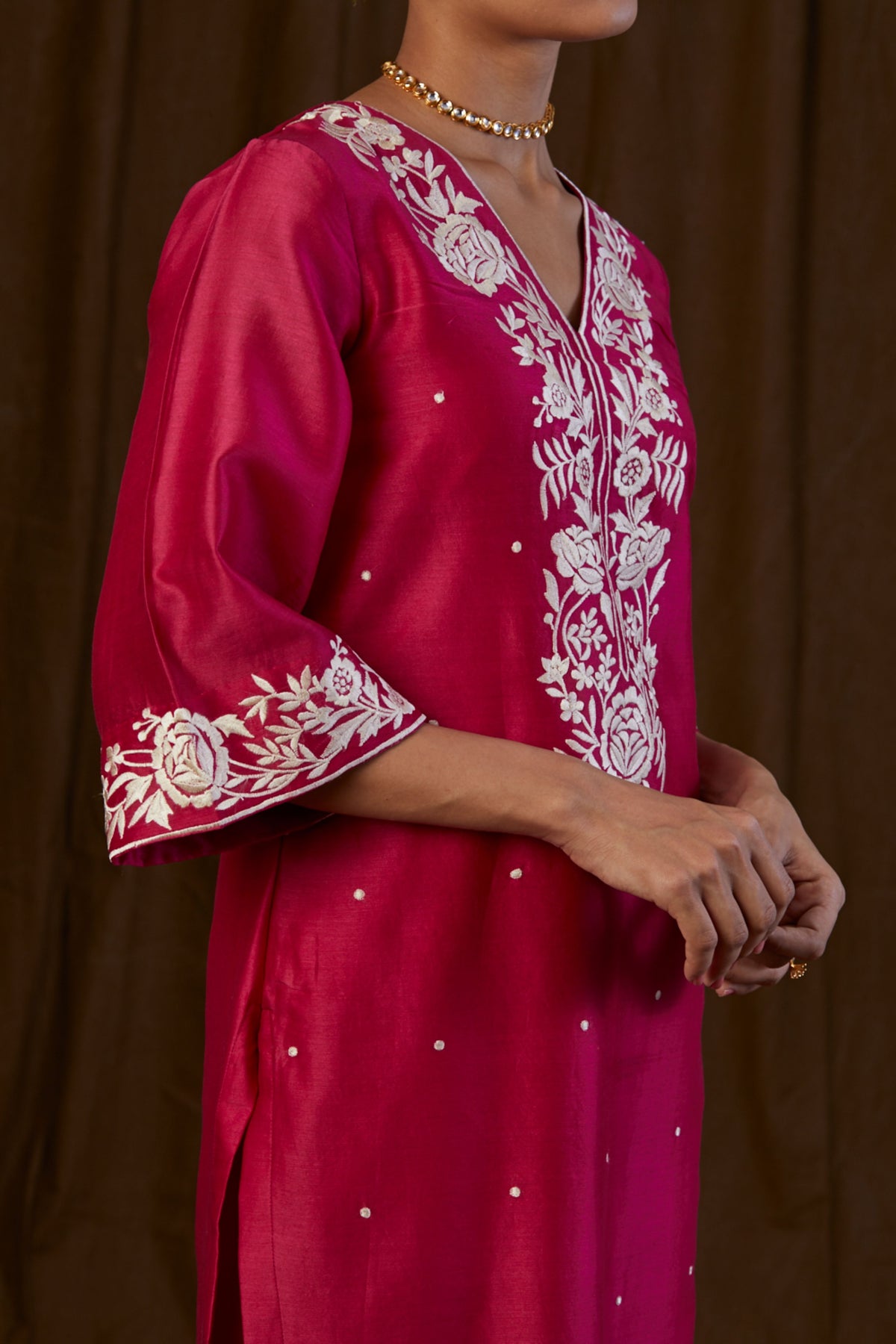 Ruby Pink Embroidered Kurta Set