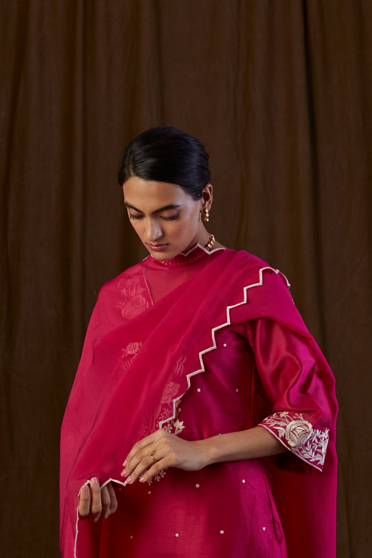 Ruby Pink Embroidered Kurta Set