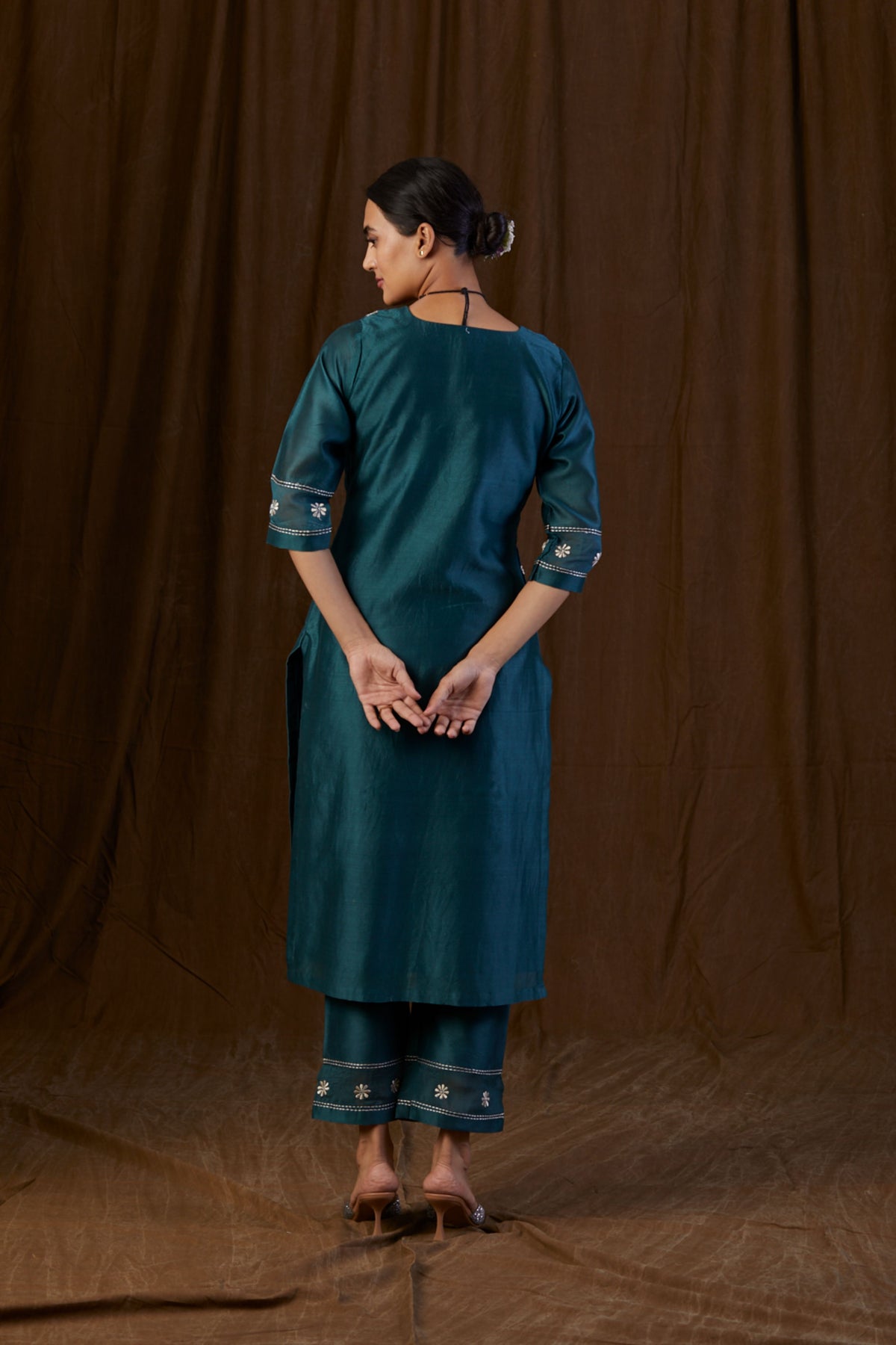 Dark Green Yolk Embroidered Kurta Set