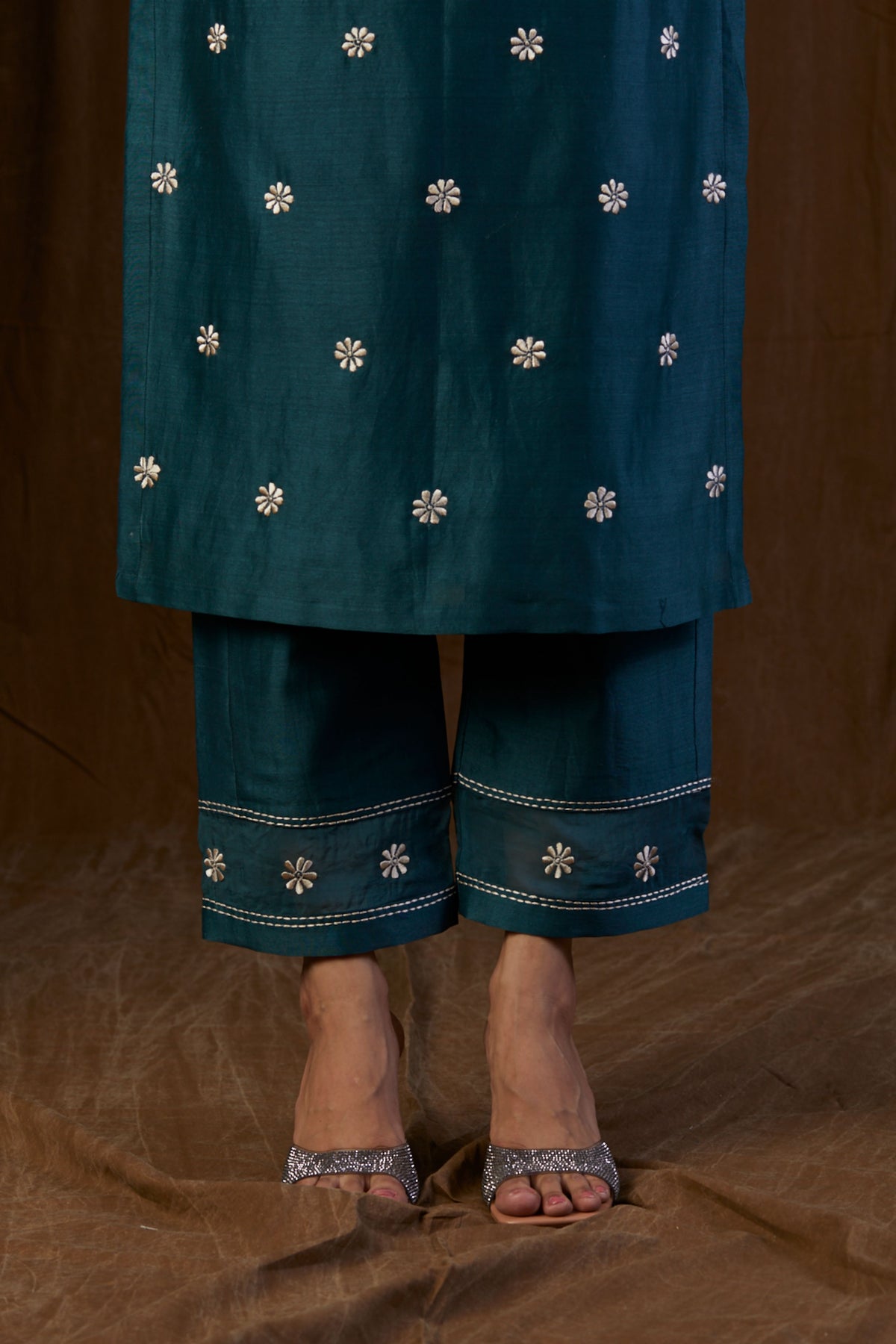 Dark Green Yolk Embroidered Kurta Set