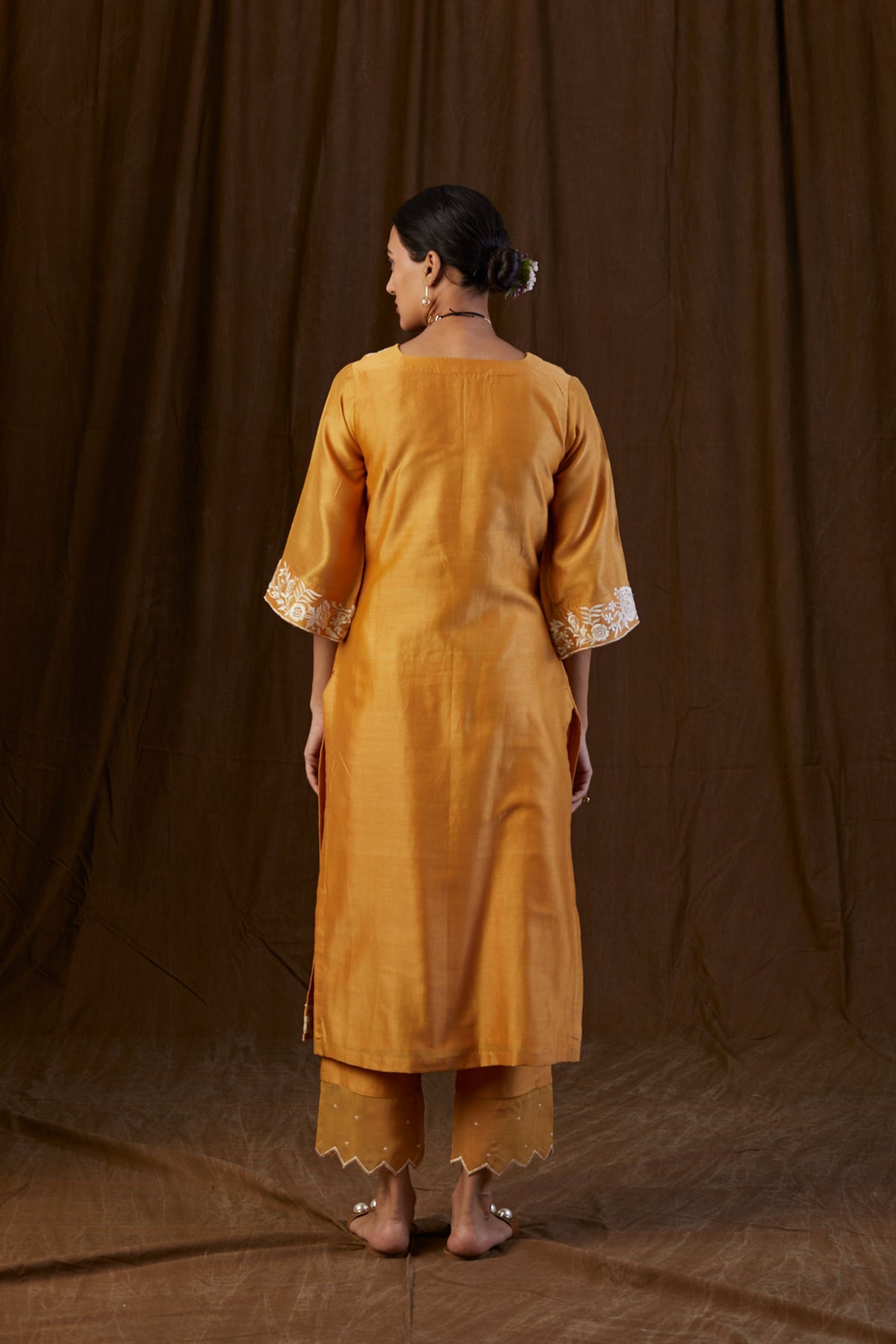 Mustard Embroidered Kurta Set