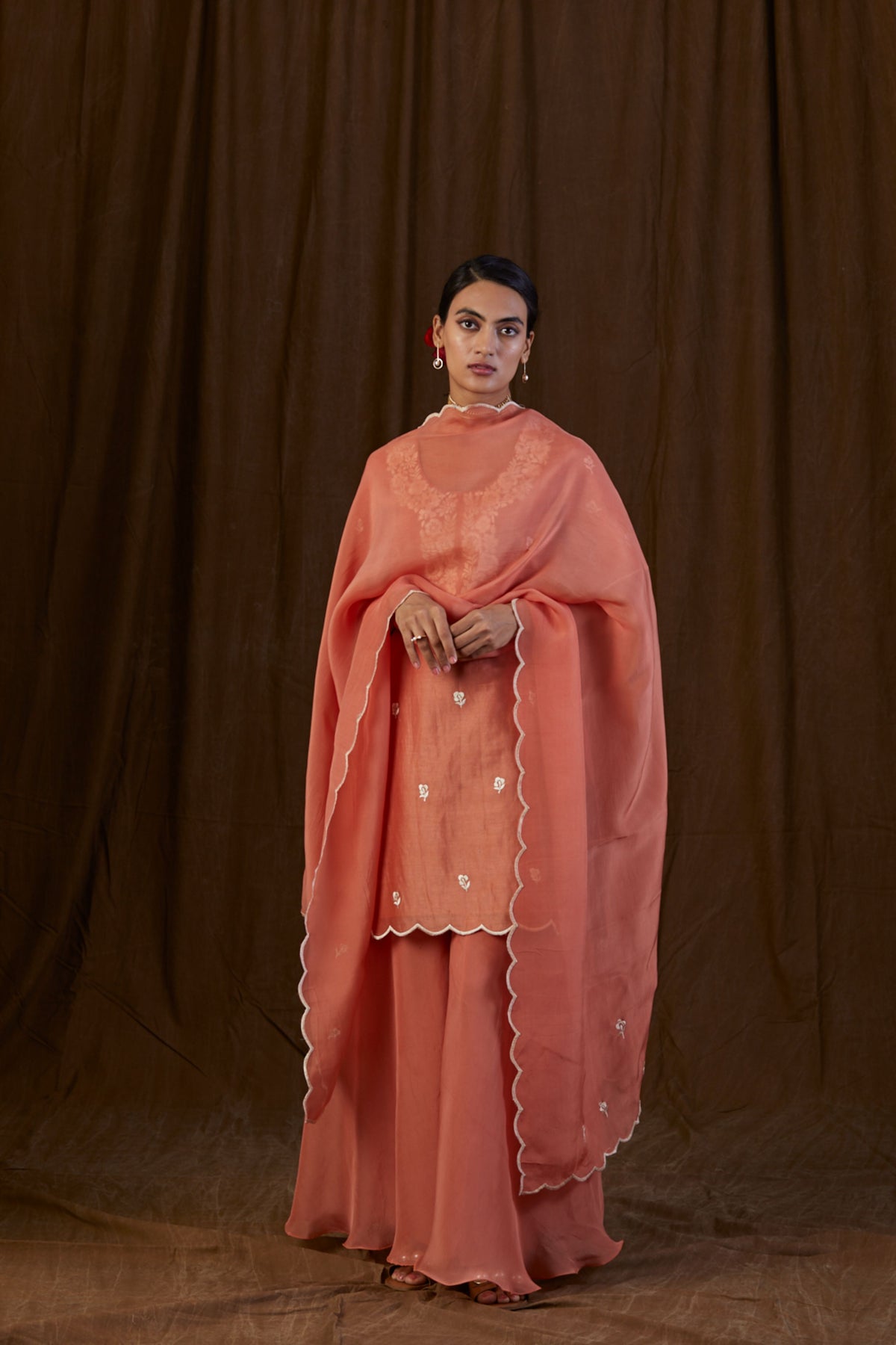 Rust Orange Floral Sharara Set