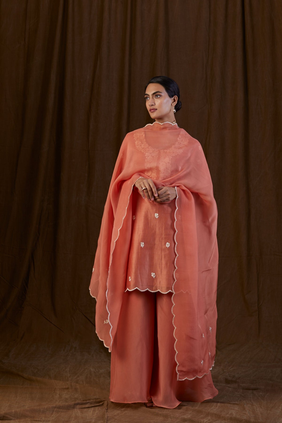Rust Orange Floral Sharara Set