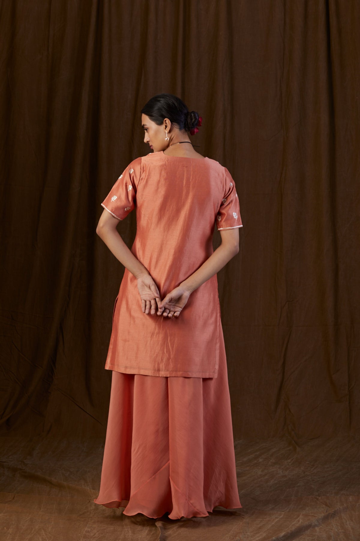 Rust Orange Floral Sharara Set