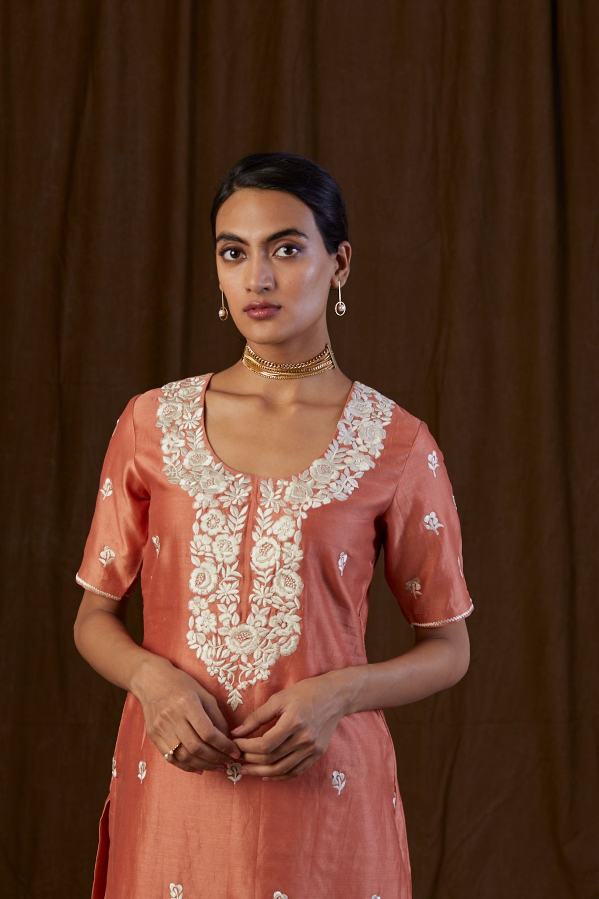 Rust Orange Floral Sharara Set