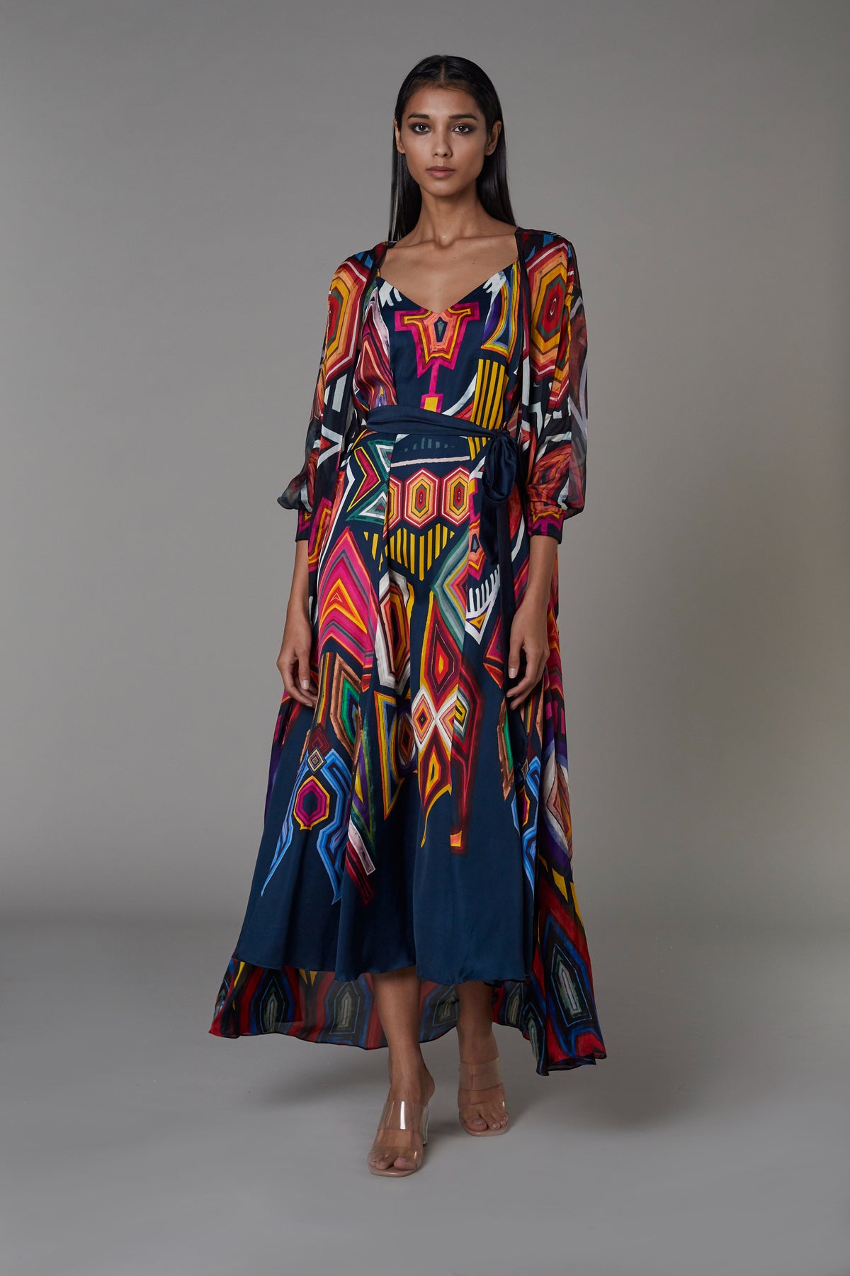 Afghani print cape and dress