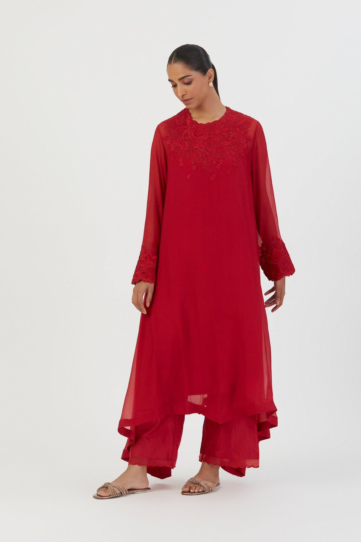 Red Mehar Kurta Set