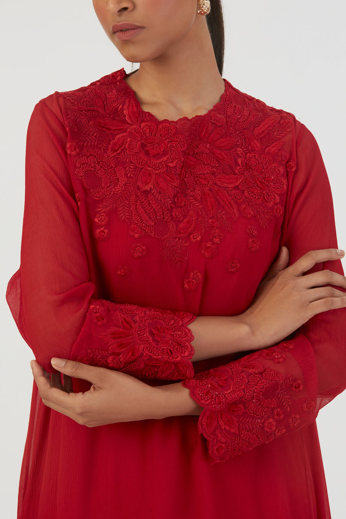 Red Mehar Kurta Set