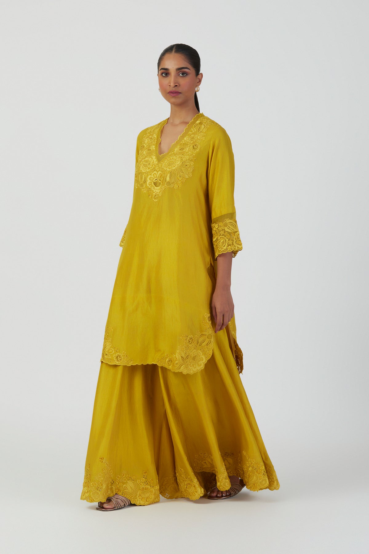 Yellow Silk Isha Sharara Set
