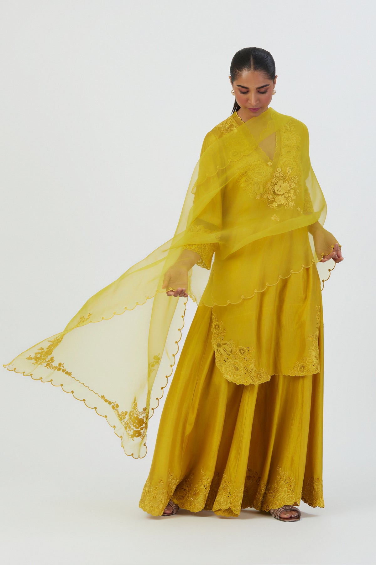 Yellow Silk Isha Sharara Set