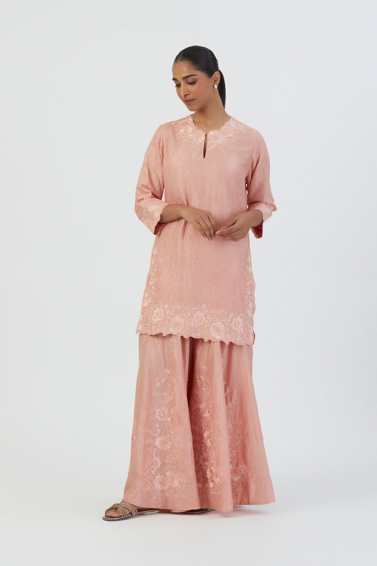 Salmon Pink Mira Sharara Set