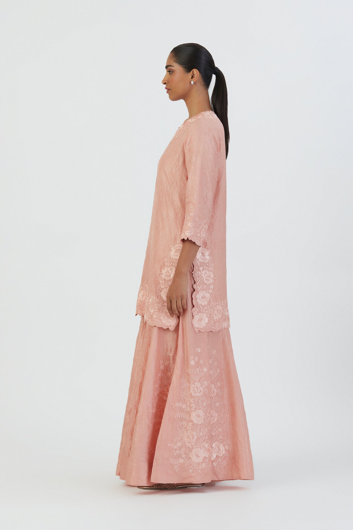 Salmon Pink Mira Sharara Set