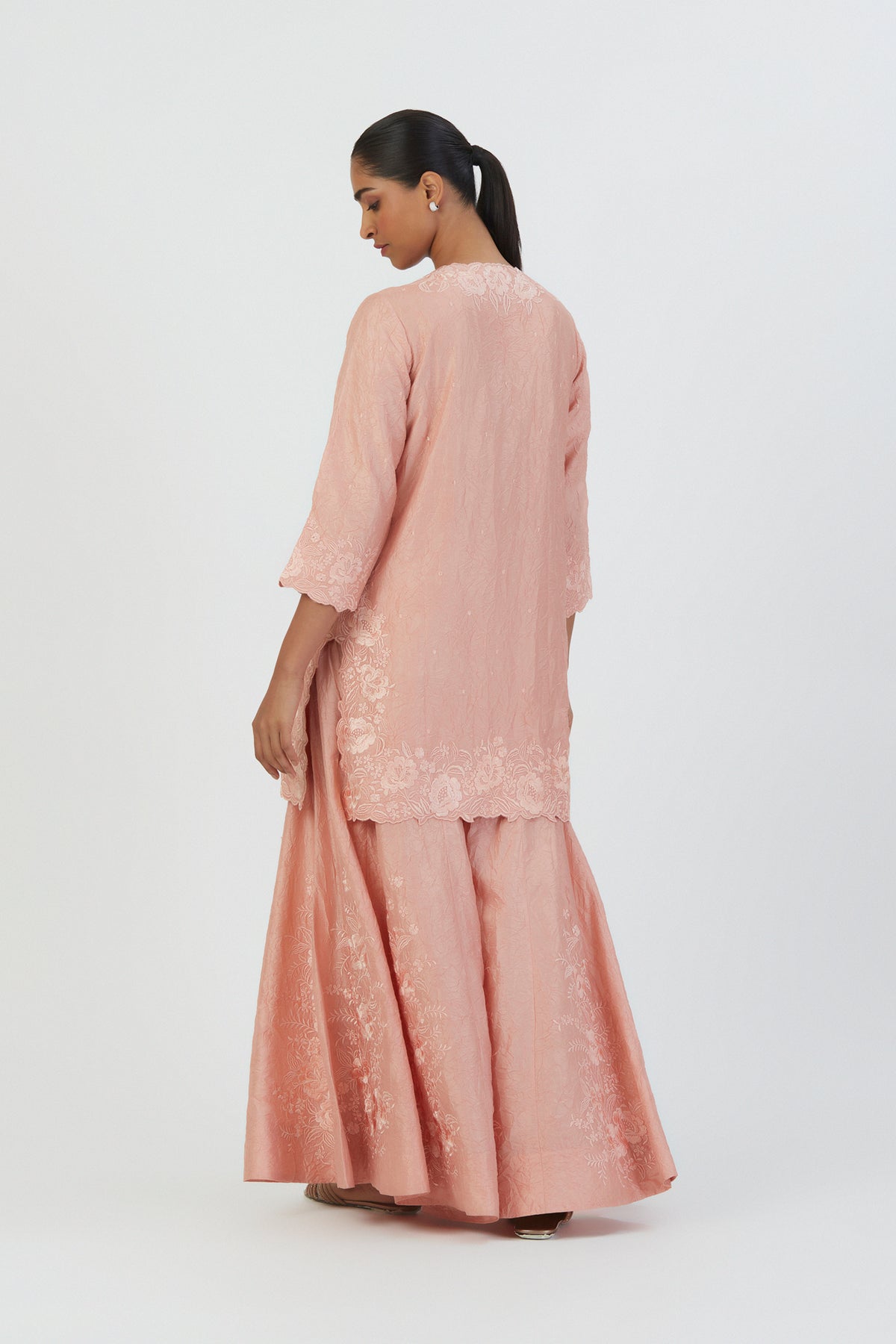 Salmon Pink Mira Sharara Set