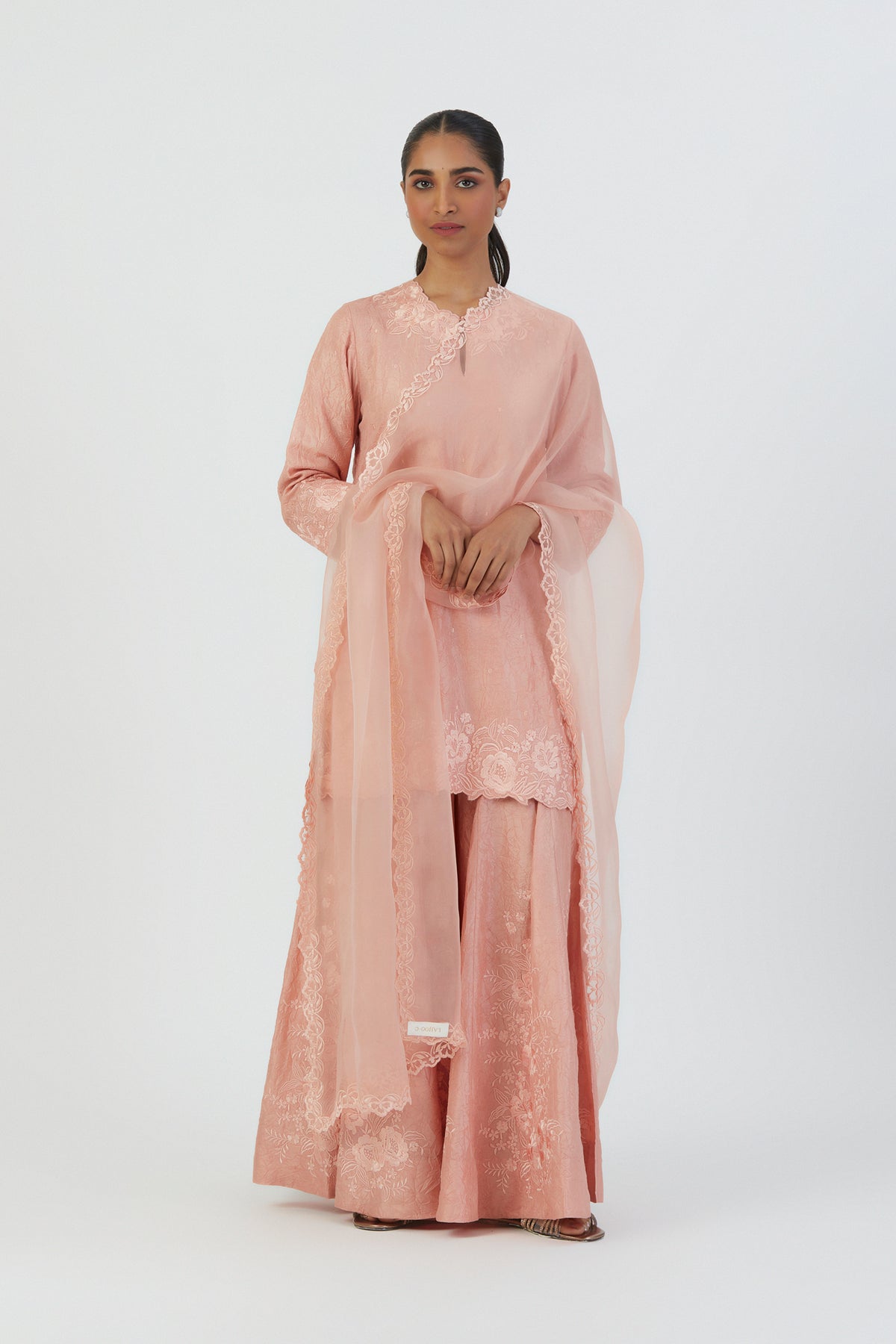 Salmon Pink Mira Sharara Set