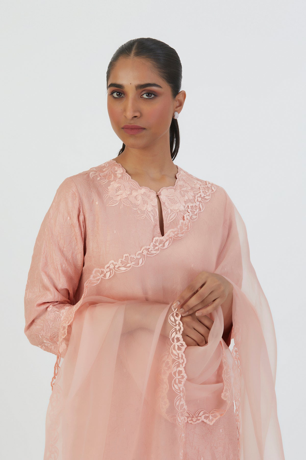 Salmon Pink Mira Sharara Set