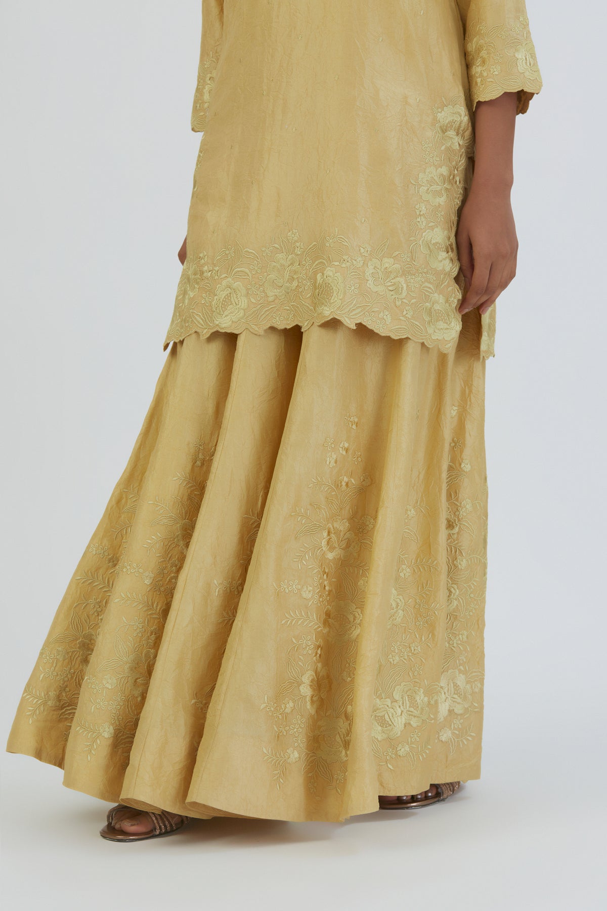 Light Yellow Mira Sharara Set