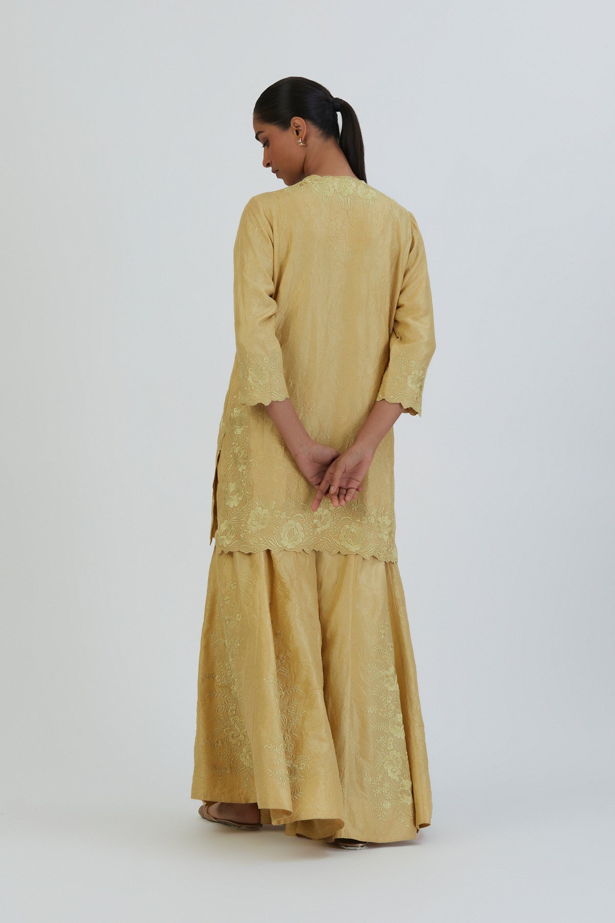 Light Yellow Mira Sharara Set