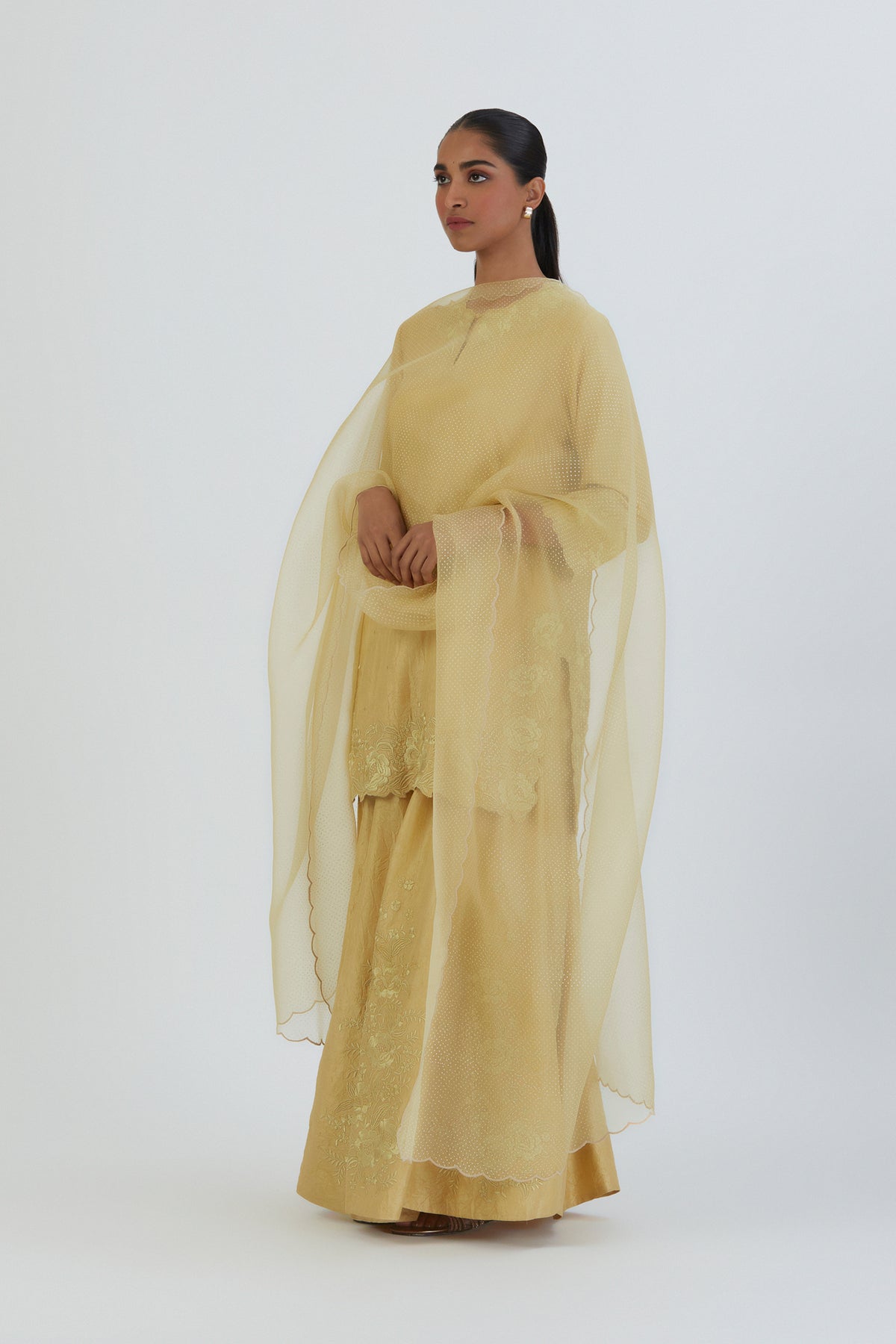 Light Yellow Mira Sharara Set