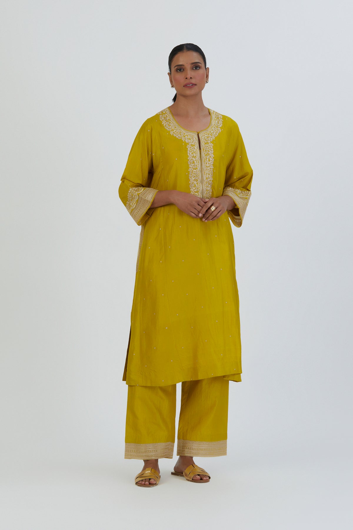 Yellow Silk Zehra Kurta Set