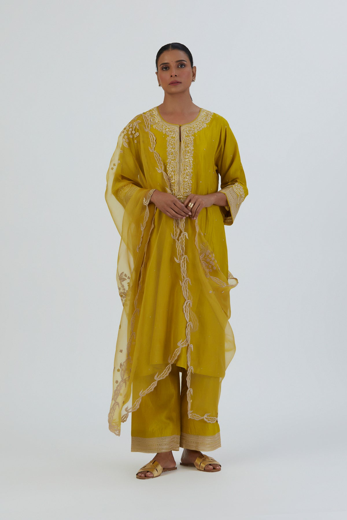 Yellow Silk Zehra Kurta Set