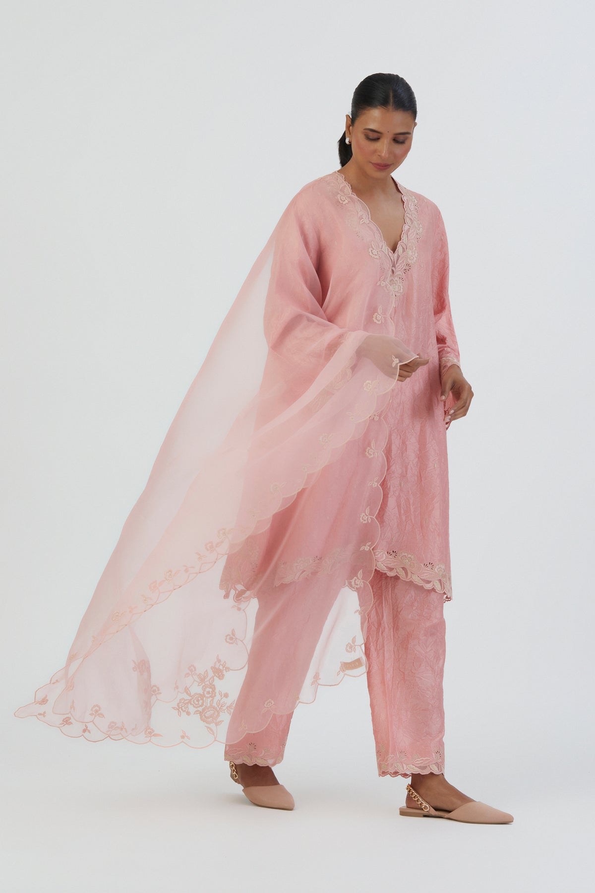 Salmon Pink Lehar Dupatta