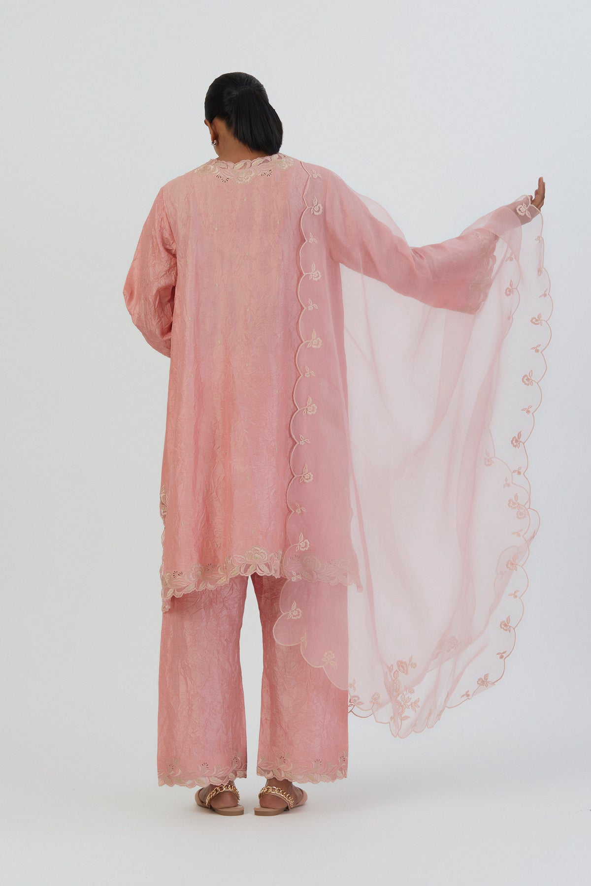 Salmon Pink Lehar Dupatta