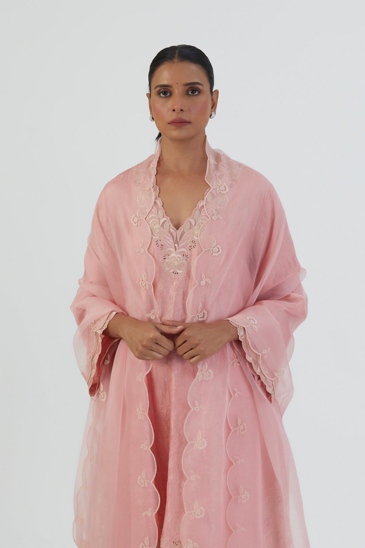 Salmon Pink Lehar Dupatta