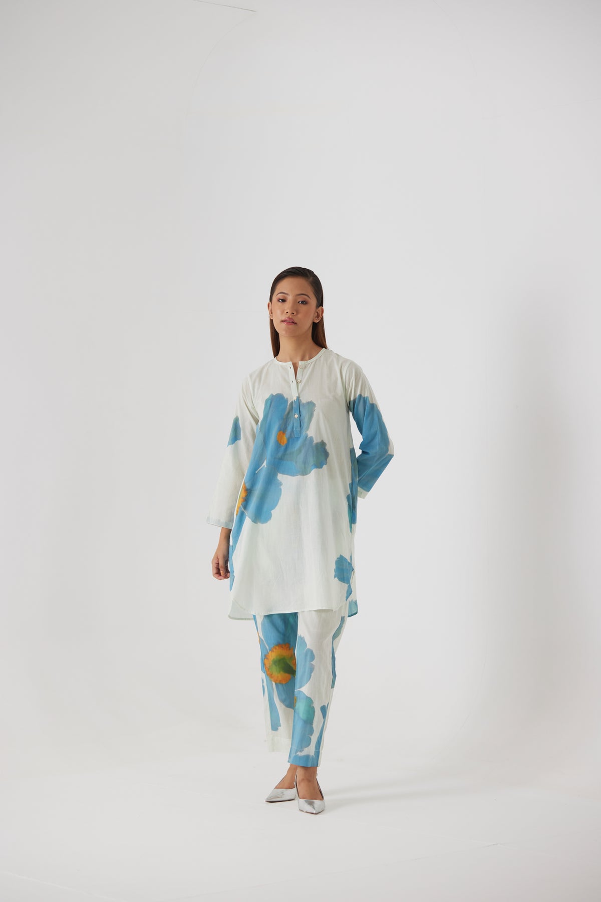 Blue Poppies Short Kurta Set