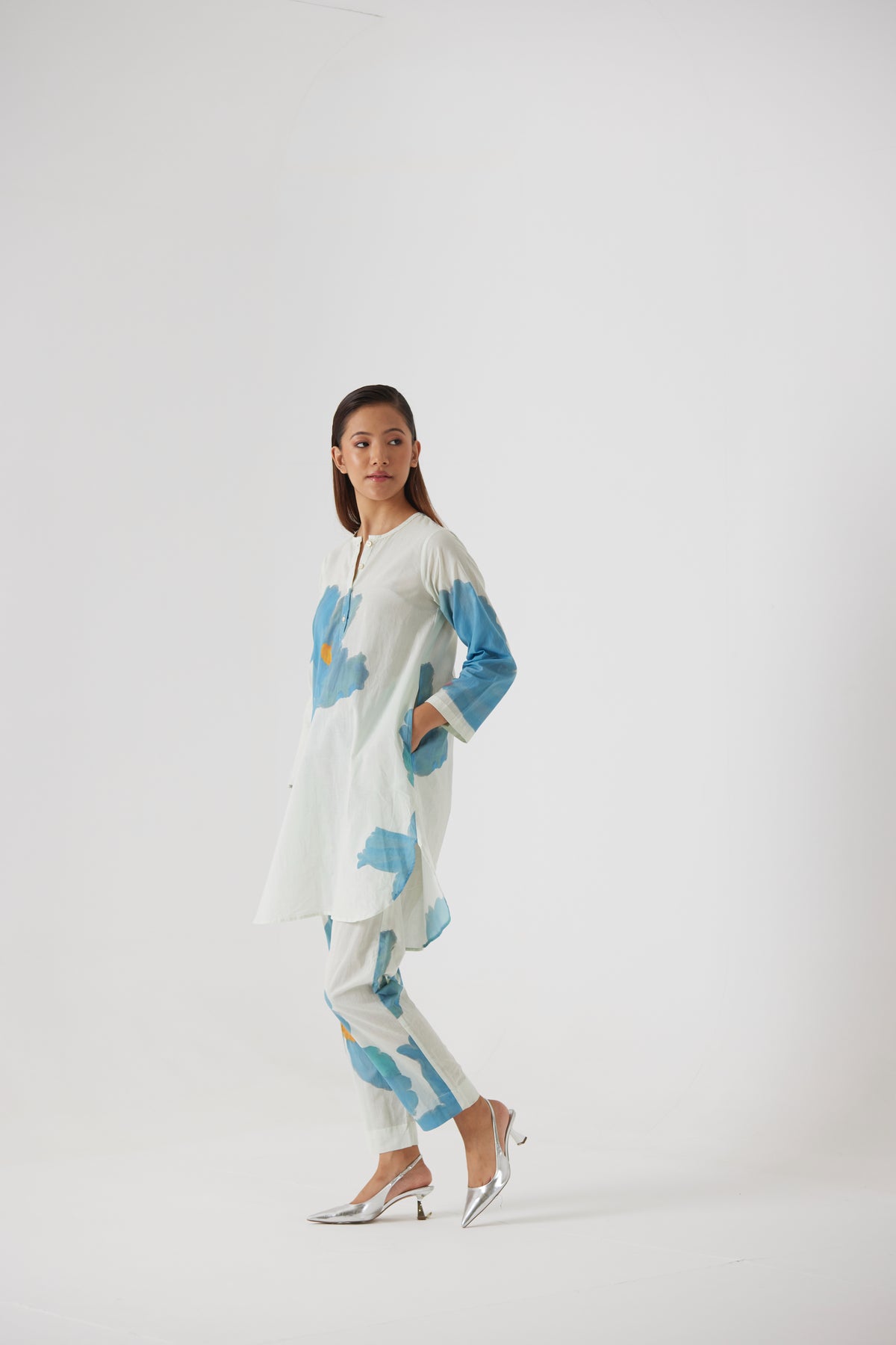 Blue Poppies Short Kurta Set